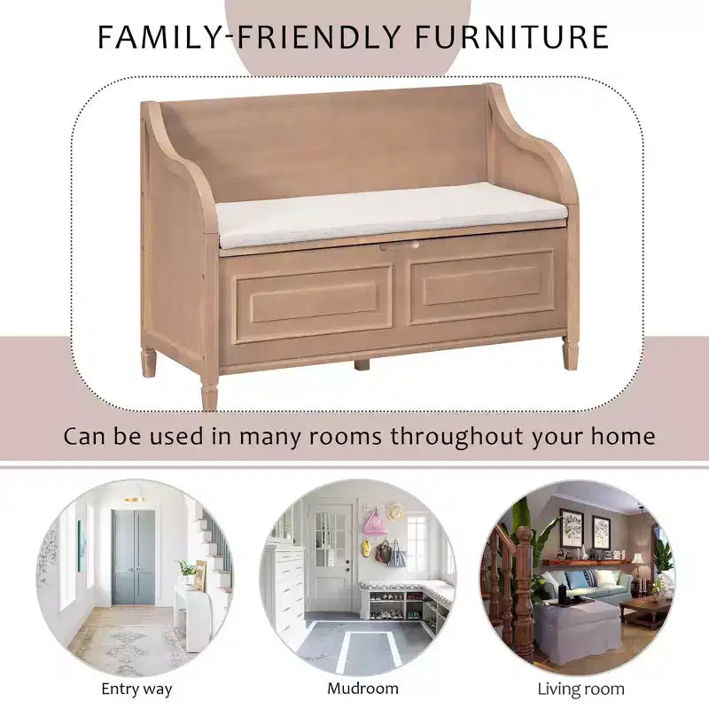 TUYOHW Panca Contenitore Pouf Contenitore con Vano Portaoggetti Panchina Imbottita con Cuscino Rimovibile Panca Porta Scarpe per Soggiorno, Camera da Letro, Ingresso