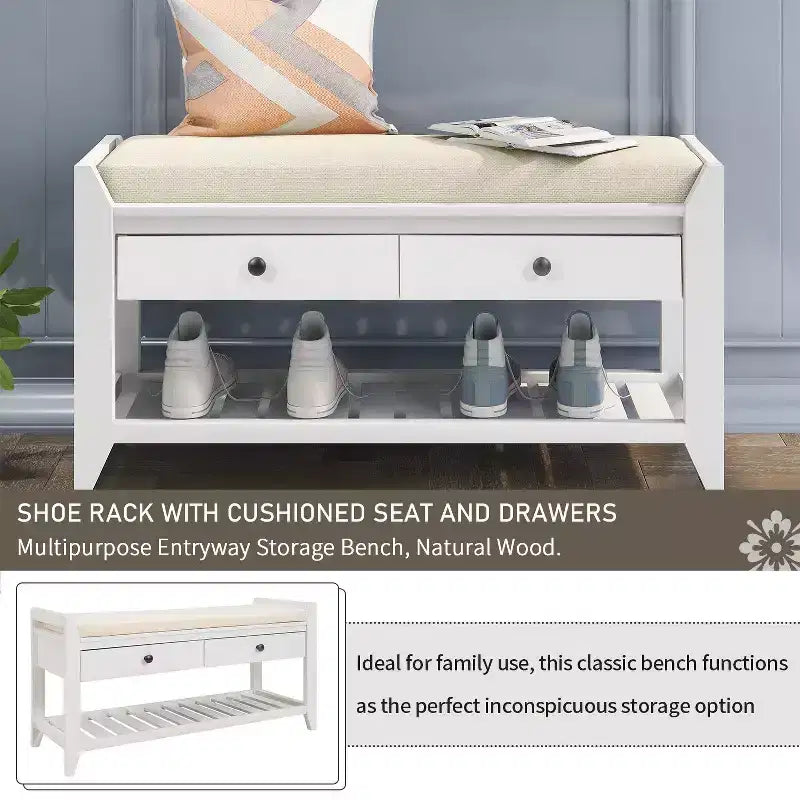 Panca contenitore moderna TUYOHW 39 con panca da ingresso imbottita con cassetti e ripiano inferiore Panca porta scarpe Sgabello versatile per soggiorno
