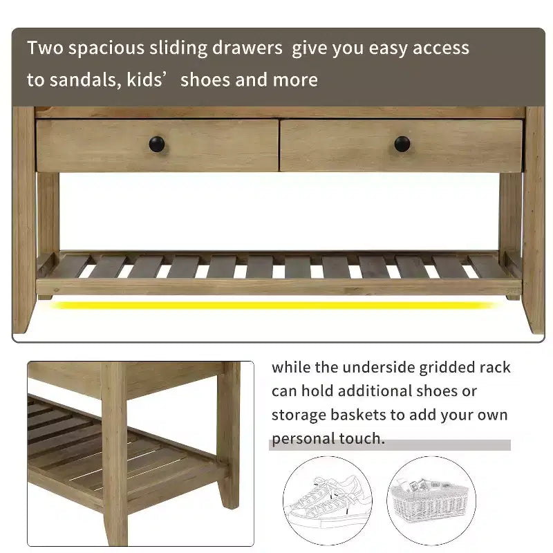Panca contenitore moderna TUYOHW 39 con panca da ingresso imbottita con cassetti e ripiano inferiore Panca porta scarpe Sgabello versatile per soggiorno