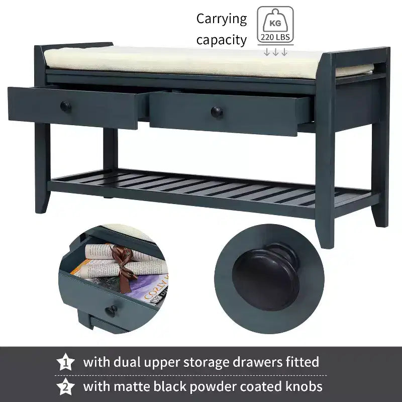 Panca contenitore moderna TUYOHW 39 con panca da ingresso imbottita con cassetti e ripiano inferiore Panca porta scarpe Sgabello versatile per soggiorno