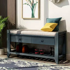 TUYOHW 39 Modern Storage Bench with Upholstered Entryway Bench with Drawers & Bottom Shelf Shoe Storage Bench Versatile Stool for Living Room