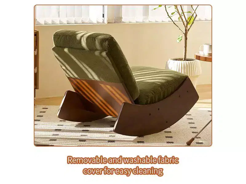 TUYOHW Poltrona a dondolo Glider, poltrona imbottita in velluto a coste con struttura in legno, motivo a righe, sedia a dondolo per cameretta, soggiorno