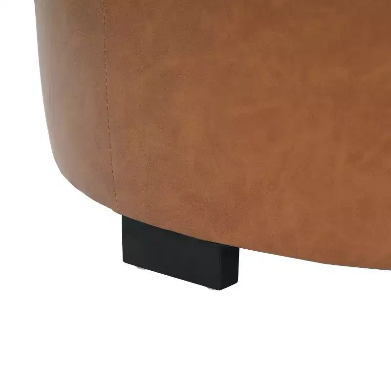 TUYOHW Poggiapiedi rotondo moderno con bottoni e rivestimento in tessuto, versatile sgabello con gambe in legno, panca per scarpe da salotto, ingresso