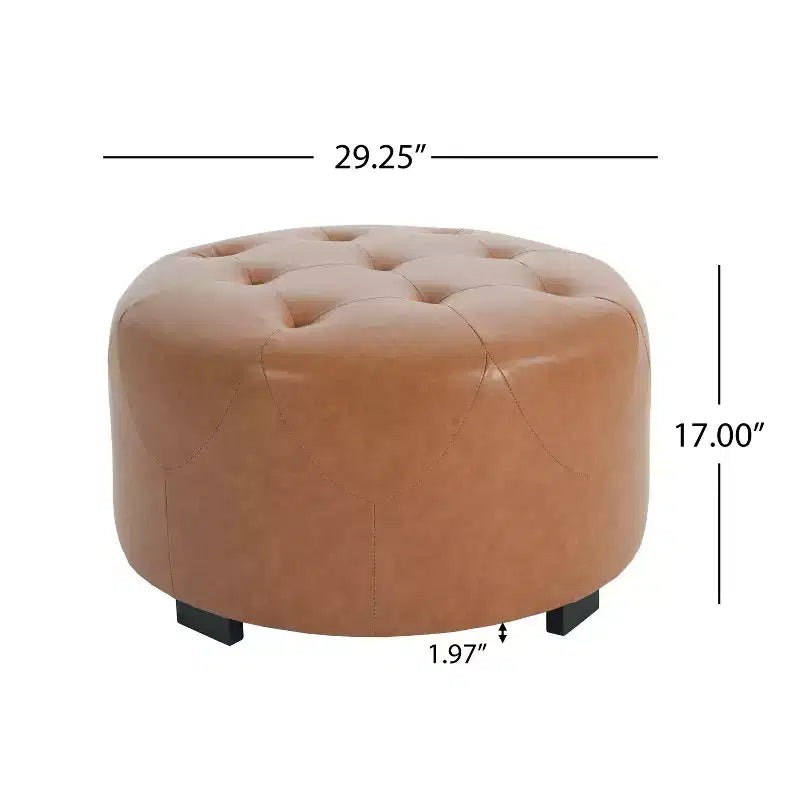 TUYOHW Poggiapiedi rotondo moderno con bottoni e rivestimento in tessuto, versatile sgabello con gambe in legno, panca per scarpe da salotto, ingresso