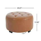 TUYOHW Poggiapiedi rotondo moderno con bottoni e rivestimento in tessuto, versatile sgabello con gambe in legno, panca per scarpe da salotto, ingresso