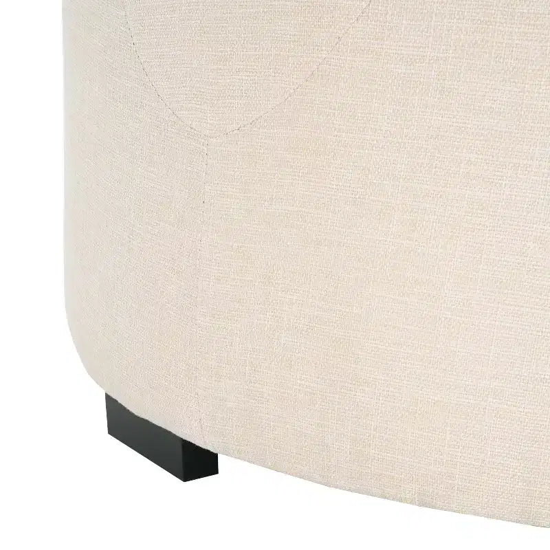 TUYOHW Poggiapiedi rotondo moderno con bottoni e rivestimento in tessuto, versatile sgabello con gambe in legno, panca per scarpe da salotto, ingresso