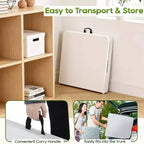 Tavolo pieghevole FDW 4FT, tavolo da picnic portatile in plastica pieghevole a metà con maniglia per il trasporto (bianco, 4FT)