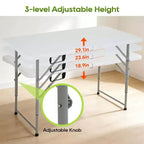Tavolo pieghevole FDW 4FT, tavolo da picnic portatile in plastica pieghevole a metà con maniglia per il trasporto (bianco, 4FT)