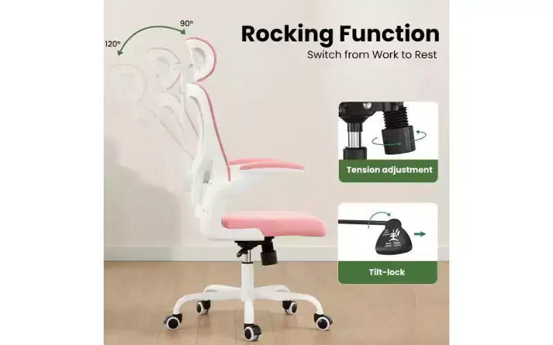 Sedia da ufficio ergonomica in rete TUYOHW, sedia da scrivania per ufficio domestico con supporto lombare e poggiatesta regolabili, sedia da computer con schienale alto e braccioli ribaltabili