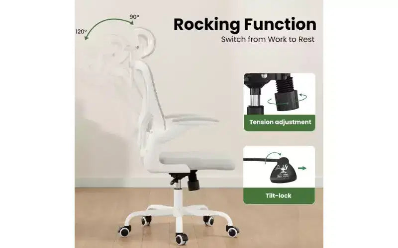 Sedia da ufficio ergonomica in rete TUYOHW, sedia da scrivania per ufficio domestico con supporto lombare e poggiatesta regolabili, sedia da computer con schienale alto e braccioli ribaltabili