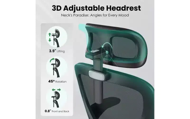 Sedia da ufficio ergonomica in rete TUYOHW, sedia da scrivania per ufficio domestico con supporto lombare e poggiatesta regolabili, sedia da computer con schienale alto e braccioli ribaltabili