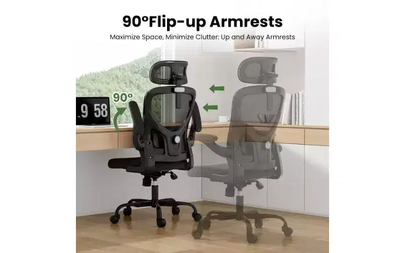 Sedia da ufficio ergonomica in rete TUYOHW, sedia da scrivania per ufficio domestico con supporto lombare e poggiatesta regolabili, sedia da computer con schienale alto e braccioli ribaltabili