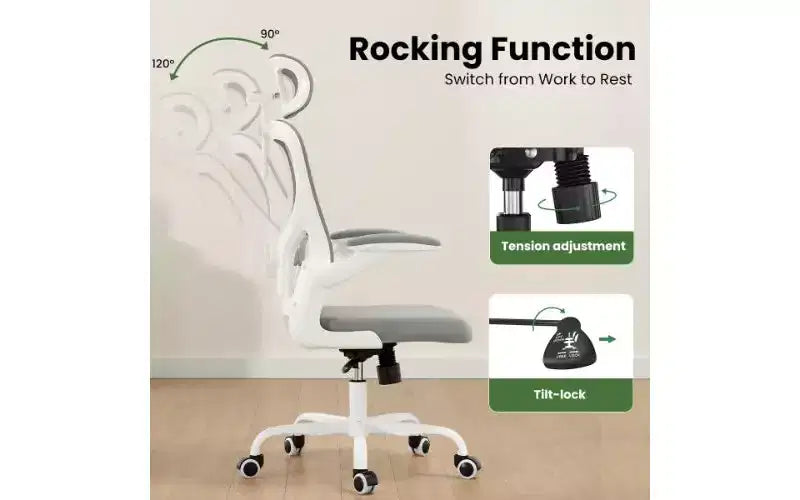 Sedia da ufficio ergonomica in rete TUYOHW, sedia da scrivania per ufficio domestico con supporto lombare e poggiatesta regolabili, sedia da computer con schienale alto e braccioli ribaltabili