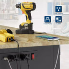 Banco da lavoro resistente regolabile con piano in legno di caucciù, tavolo da lavoro da garage su ruote con pannello forato, banco da lavoro portatile per garage, capacità di carico di 2200 libbre