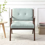 Poltrona d'Appoggio Mid-Century Modern con Cuscini Morbidi, Comoda Poltrona da Lettura con Struttura in Legno per Soggiorno, Camera da Leto o Ufficio-Panipeachy