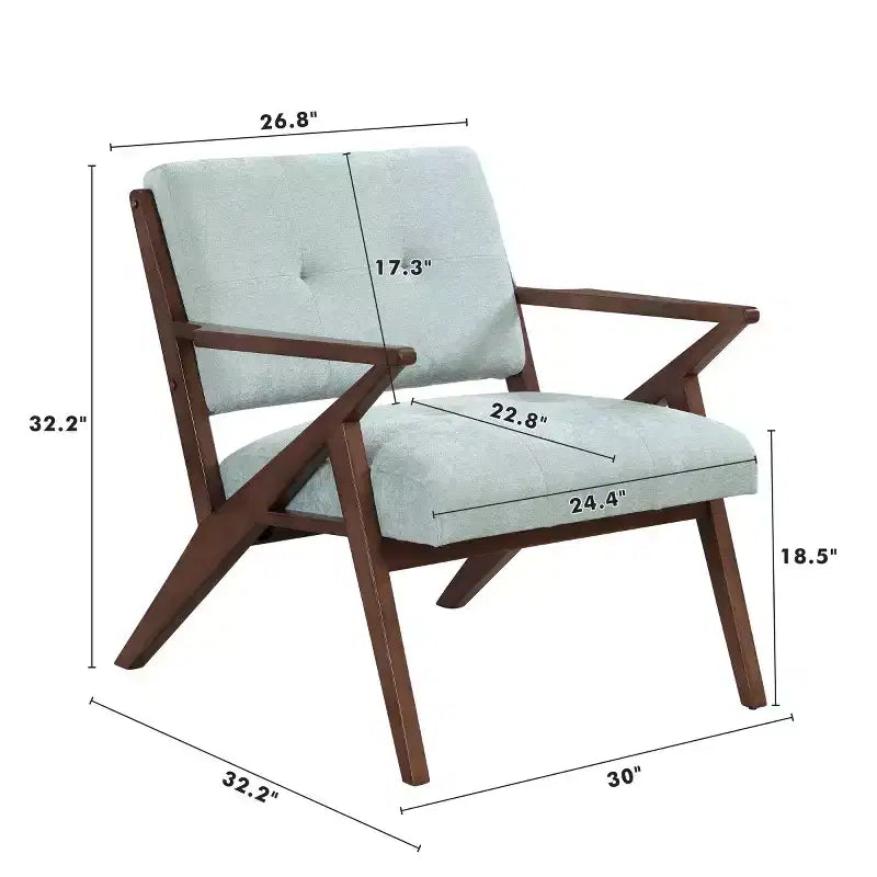 Poltrona d'Appoggio Mid-Century Modern con Cuscini Morbidi, Comoda Poltrona da Lettura con Struttura in Legno per Soggiorno, Camera da Leto o Ufficio-Panipeachy