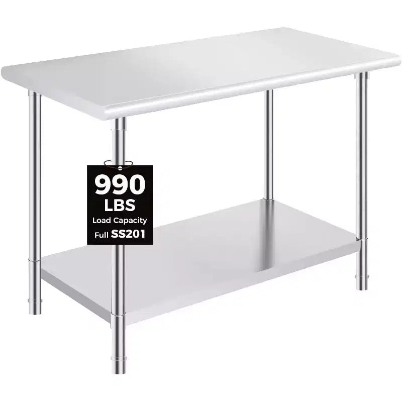 Stainless Steel Table for Prep & WorkNSF Metal Commercial Heavy Duty Table with Adjustable Undershelf and Foot for Restaurant Kitchen Home