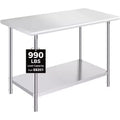 Stainless Steel Table for Prep & WorkNSF Metal Commercial Heavy Duty Table with Adjustable Undershelf and Foot for Restaurant Kitchen Home
