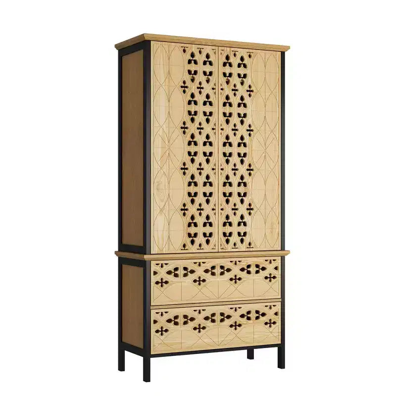 Famapy Vetrina Intagliata con Motivo Intricato Scaffali da Esposizione Scaffale da Collezione 2 Cassetti + 6 Ripiani da Esposizione Mobiletto per Arredamento Soggiorno