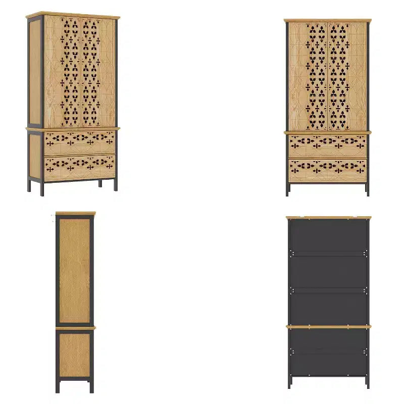 Famapy Vetrina Intagliata con Motivo Intricato Scaffali da Esposizione Scaffale da Collezione 2 Cassetti + 6 Ripiani da Esposizione Mobiletto per Arredamento Soggiorno
