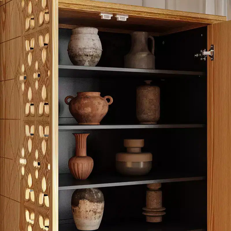 Famapy Vetrina Intagliata con Motivo Intricato Scaffali da Esposizione Scaffale da Collezione 2 Cassetti + 6 Ripiani da Esposizione Mobiletto per Arredamento Soggiorno