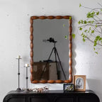 36 x 24 Wood Bobbin Decorative Wall Mirror, Rectangular Spindle Frame Mirror for Bathroom Vanity, Living Room, Entryway - Panipeachy