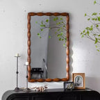 Specchio da parete decorativo in legno con bobina 36 x 24, specchio rettangolare con cornice a fuso per mobiletto bagno, soggiorno, ingresso - Panipeachy