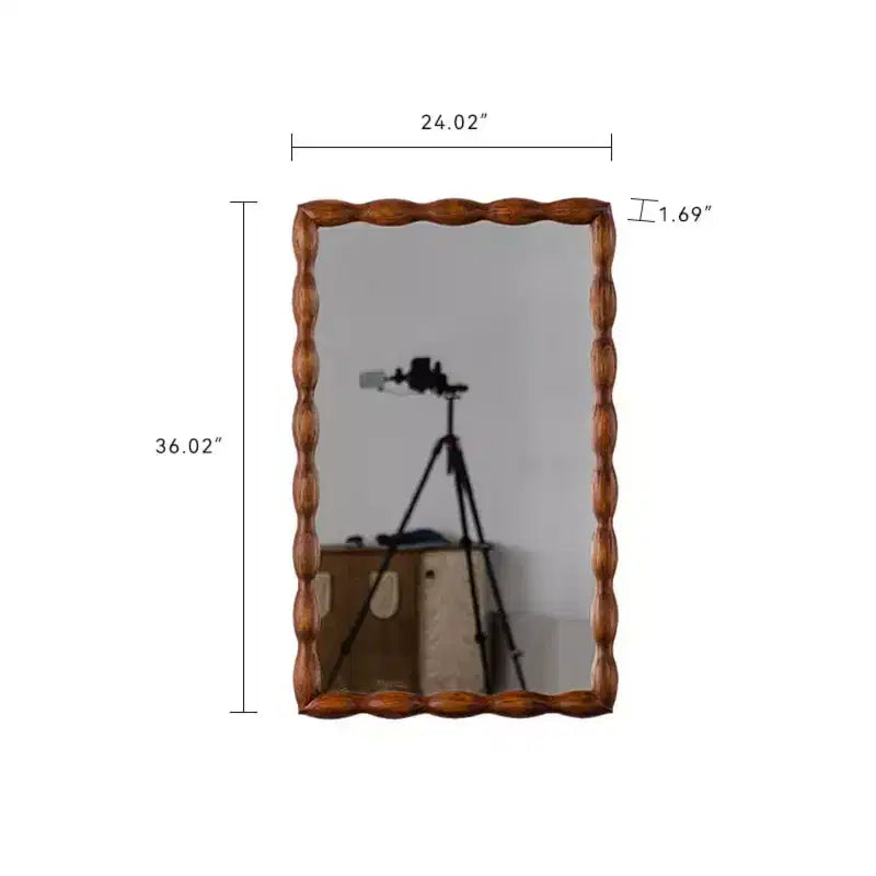 Specchio da parete decorativo in legno con bobina 36 x 24, specchio rettangolare con cornice a fuso per mobiletto bagno, soggiorno, ingresso - Panipeachy