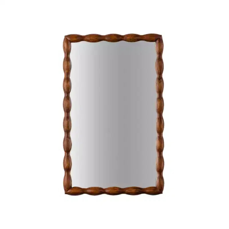 Specchio da parete decorativo in legno con bobina 36 x 24, specchio rettangolare con cornice a fuso per mobiletto bagno, soggiorno, ingresso - Panipeachy