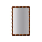 Specchio da parete decorativo in legno con bobina 36 x 24, specchio rettangolare con cornice a fuso per mobiletto bagno, soggiorno, ingresso - Panipeachy