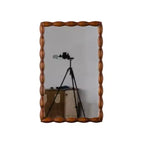 Specchio da parete decorativo in legno con bobina 36 x 24, specchio rettangolare con cornice a fuso per mobiletto bagno, soggiorno, ingresso - Panipeachy