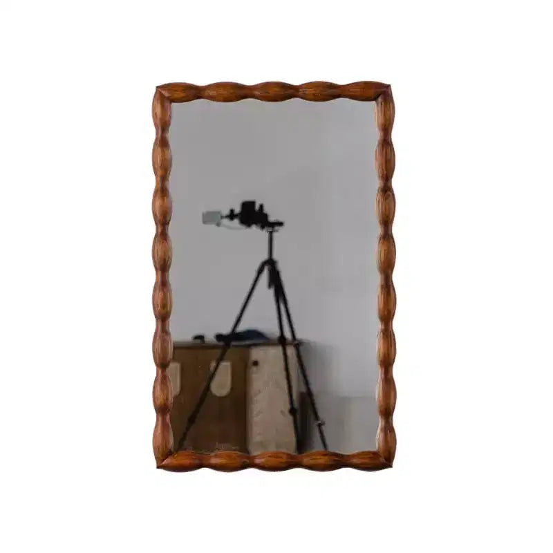 Specchio da parete decorativo in legno con bobina 36 x 24, specchio rettangolare con cornice a fuso per mobiletto bagno, soggiorno, ingresso - Panipeachy