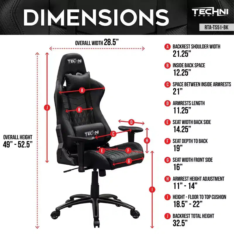 Sedia da gaming ergonomica regolabile TUYOHW, sedia da ufficio girevole a 360° con cuscino per testa e lombare, sedia reclinabile 90-150 per ufficio e casa, max 136 kg, nera