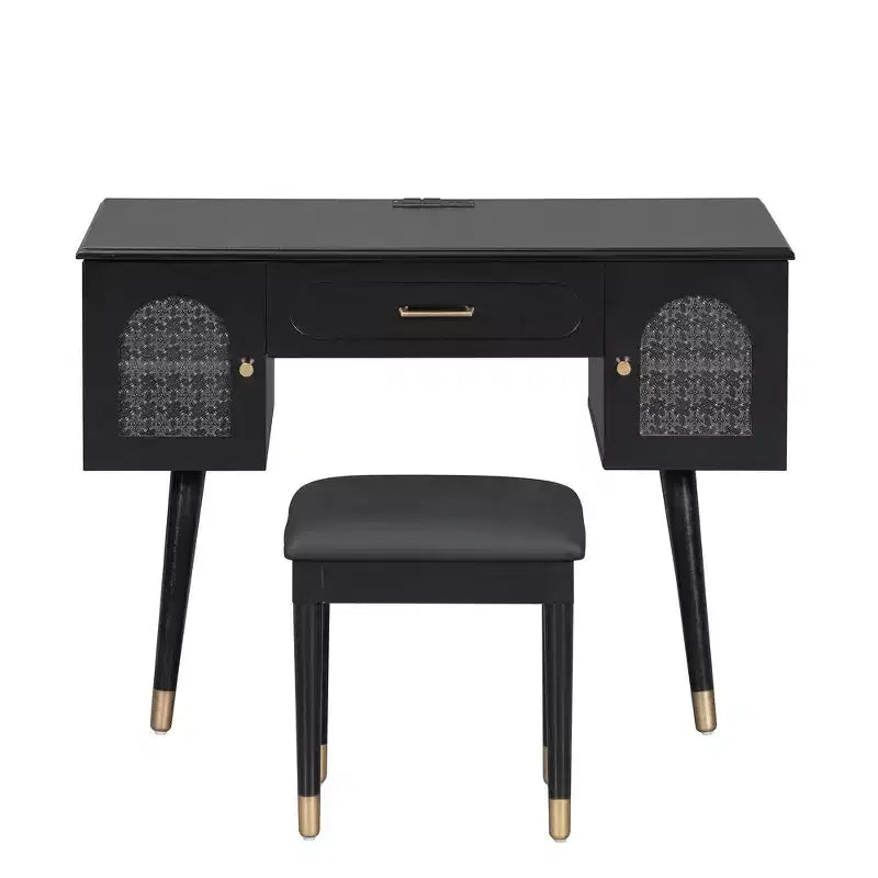 Whisen Elegante Tavolino da Trucco e Sedia, Moderna Toilette con Organizer, Scrivania