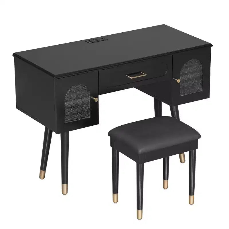 Whisen Elegante Tavolino da Trucco e Sedia, Moderna Toilette con Organizer, Scrivania