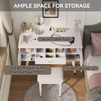 Whisen Elegante Tavolino da Trucco e Sedia, Moderna Toilette con Organizer, Scrivania
