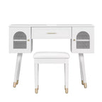 Whisen Elegante Tavolino da Trucco e Sedia, Moderna Toilette con Organizer, Scrivania