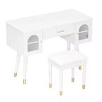 Whisen Elegante Tavolino da Trucco e Sedia, Moderna Toilette con Organizer, Scrivania