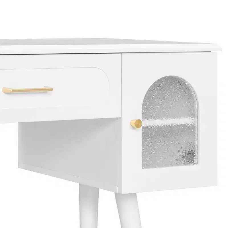 Whisen Elegante Tavolino da Trucco e Sedia, Moderna Toilette con Organizer, Scrivania
