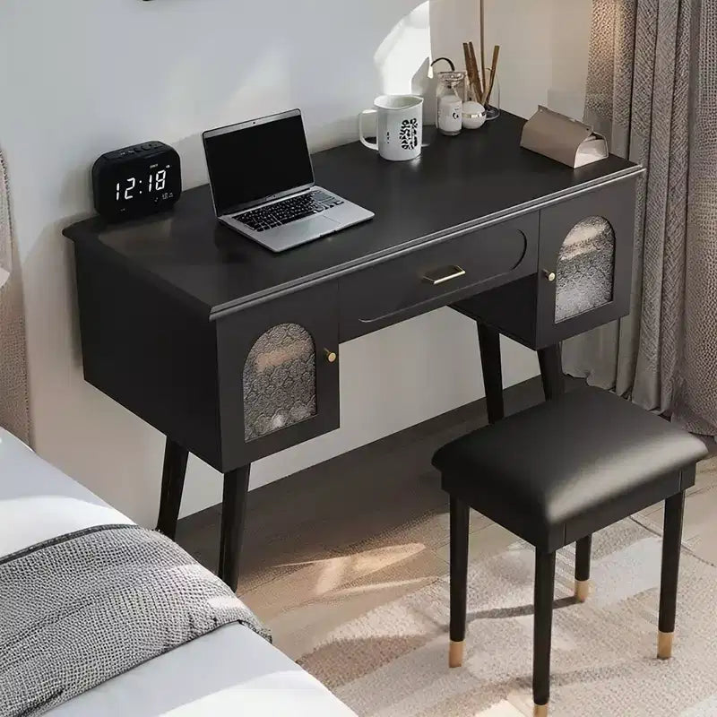 Whisen Elegante Tavolino da Trucco e Sedia, Moderna Toilette con Organizer, Scrivania