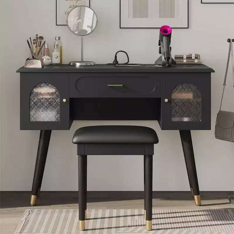 Whisen Elegante Tavolino da Trucco e Sedia, Moderna Toilette con Organizer, Scrivania