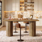 Tavolo da bar Lantine, tavolo da pub industriale altezza bancone da 180 cm, tavolo da bar rettangolare in legno per cucina, sala da pranzo, soggiorno, bar di casa