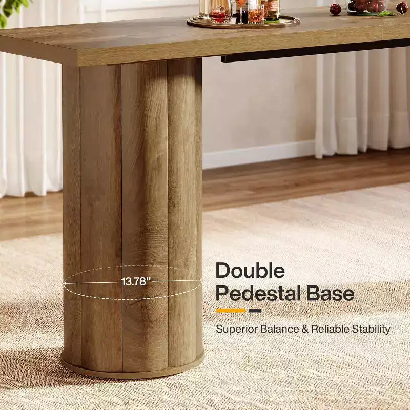 Tavolo da bar Lantine, tavolo da pub industriale altezza bancone da 180 cm, tavolo da bar rettangolare in legno per cucina, sala da pranzo, soggiorno, bar di casa