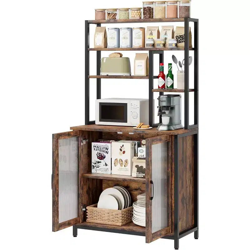 80CM Microwave Stand with Changhong Glass, Iron & PB Material, Retro Color, for Modern Kitchen