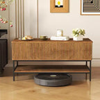 JVNOXK Tavolino da Caffè Rettangolare con Piano Sollevabile da 99,4 cm, Stile Rustico con Vano Contenitore Nascosto e Ripiano Inferiore, Adatto per Soggiorno, Marrone Vintage