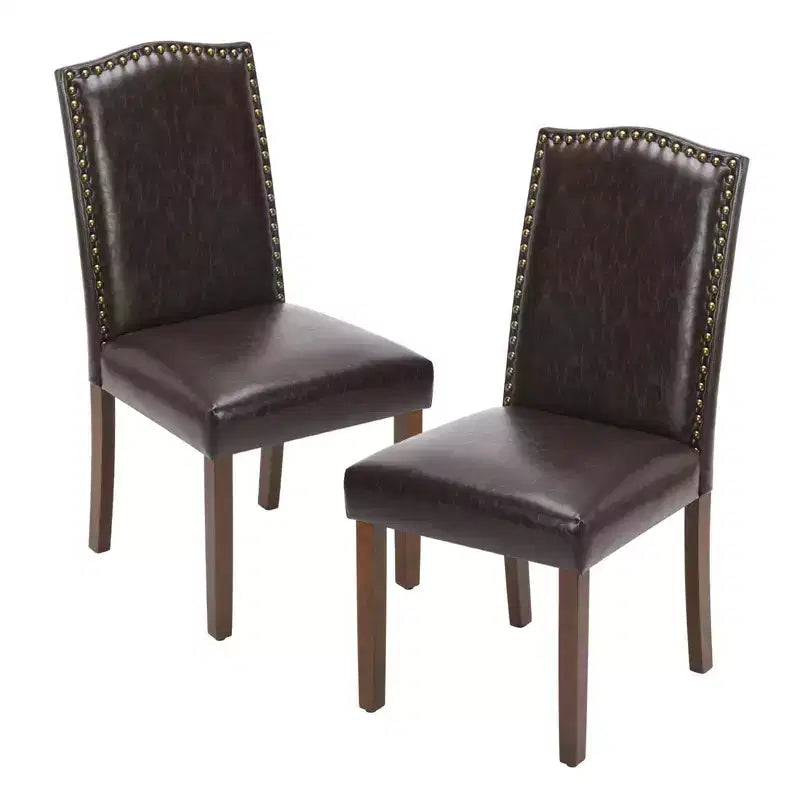 PexFix 2 Pezzi Sedie da Pranzo Moderne Senza Braccioli con Rivestimento in Tessuto, Borchie Decorative e Gambe in Legno