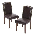 PexFix 2 Pezzi Sedie da Pranzo Moderne Senza Braccioli con Rivestimento in Tessuto, Borchie Decorative e Gambe in Legno