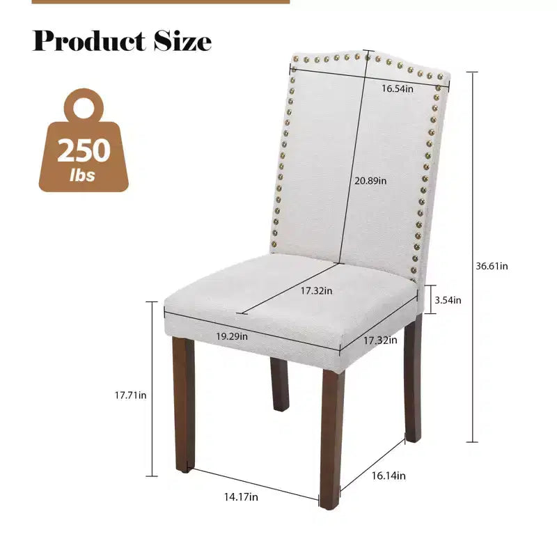 PexFix 2 Pezzi Sedie da Pranzo Moderne Senza Braccioli con Rivestimento in Tessuto, Borchie Decorative e Gambe in Legno