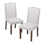 PexFix 2 Pezzi Sedie da Pranzo Moderne Senza Braccioli con Rivestimento in Tessuto, Borchie Decorative e Gambe in Legno
