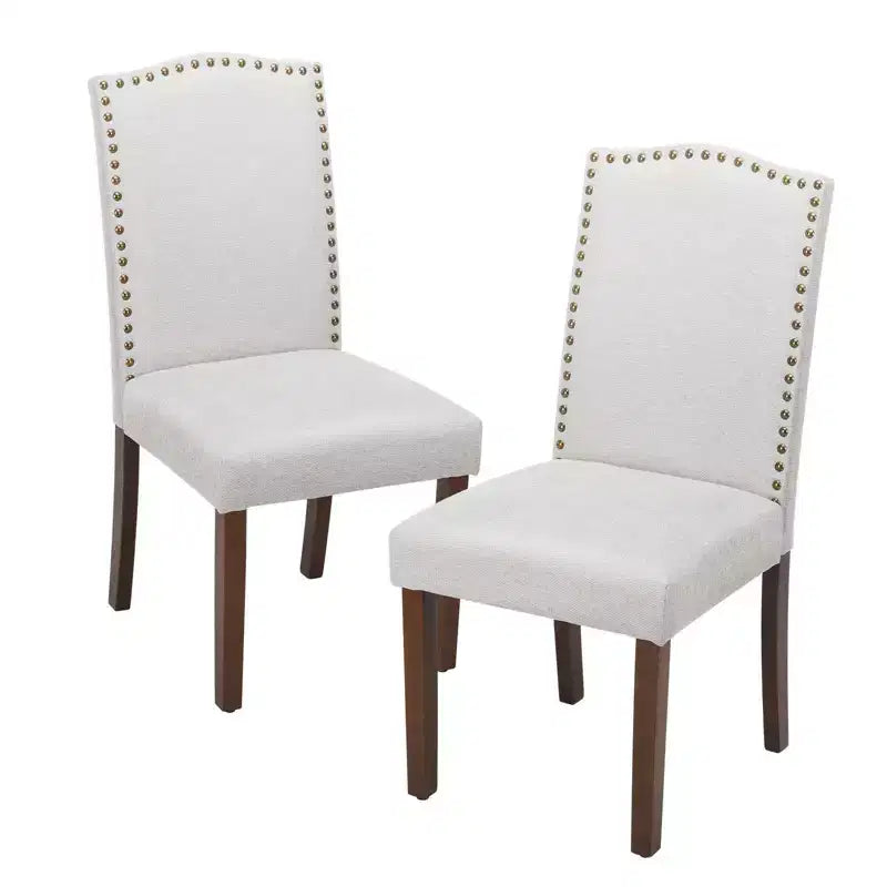 PexFix 2 Pezzi Sedie da Pranzo Moderne Senza Braccioli con Rivestimento in Tessuto, Borchie Decorative e Gambe in Legno